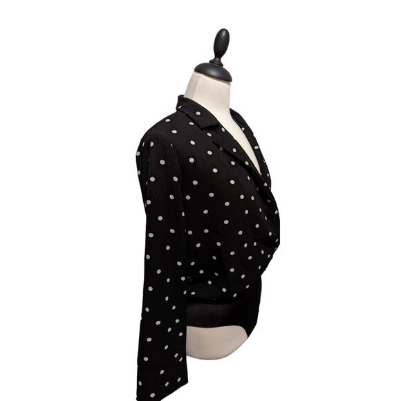 Lush Size Small Black & White Polka Dot Faux Wrap Bodysuit - Picture 2 of 4